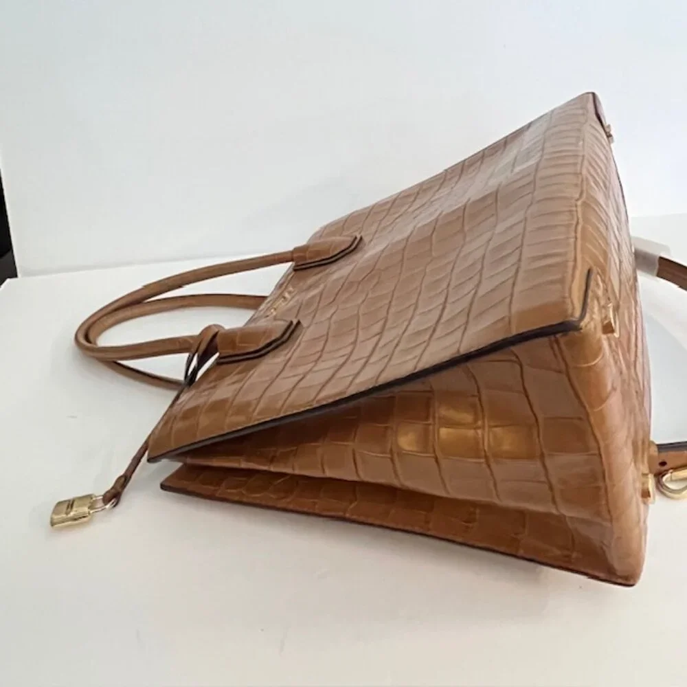 Michael Kors Croc Embossed Leather Adjustable Handbag Crossbody - Picture 12 of 16